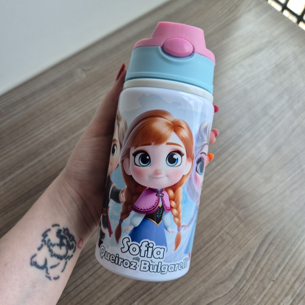 Garrafa Squeeze Infantil - Frozen Cute - 500ml Alumínio