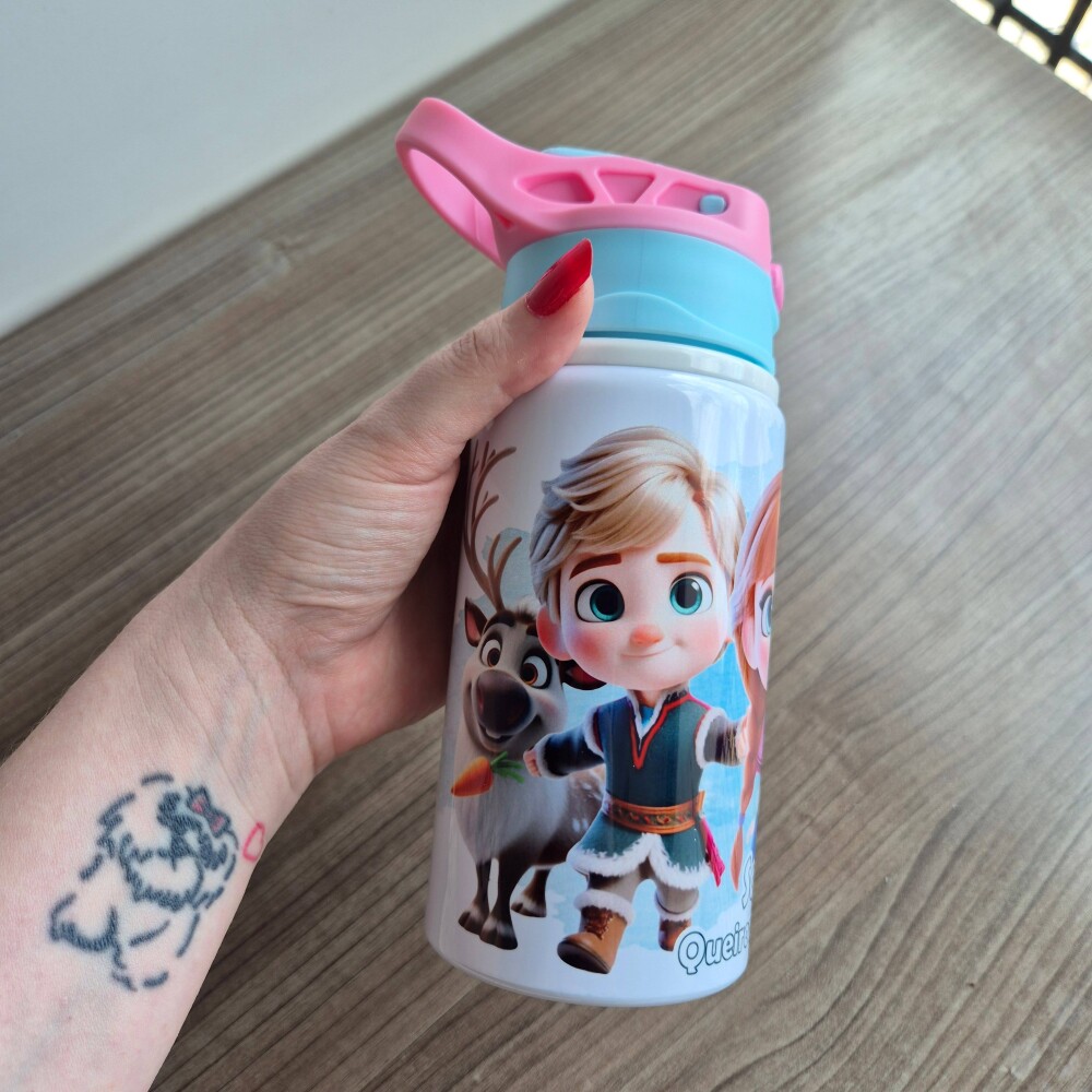 Garrafa Squeeze Infantil - Frozen Cute - 500ml Alumínio