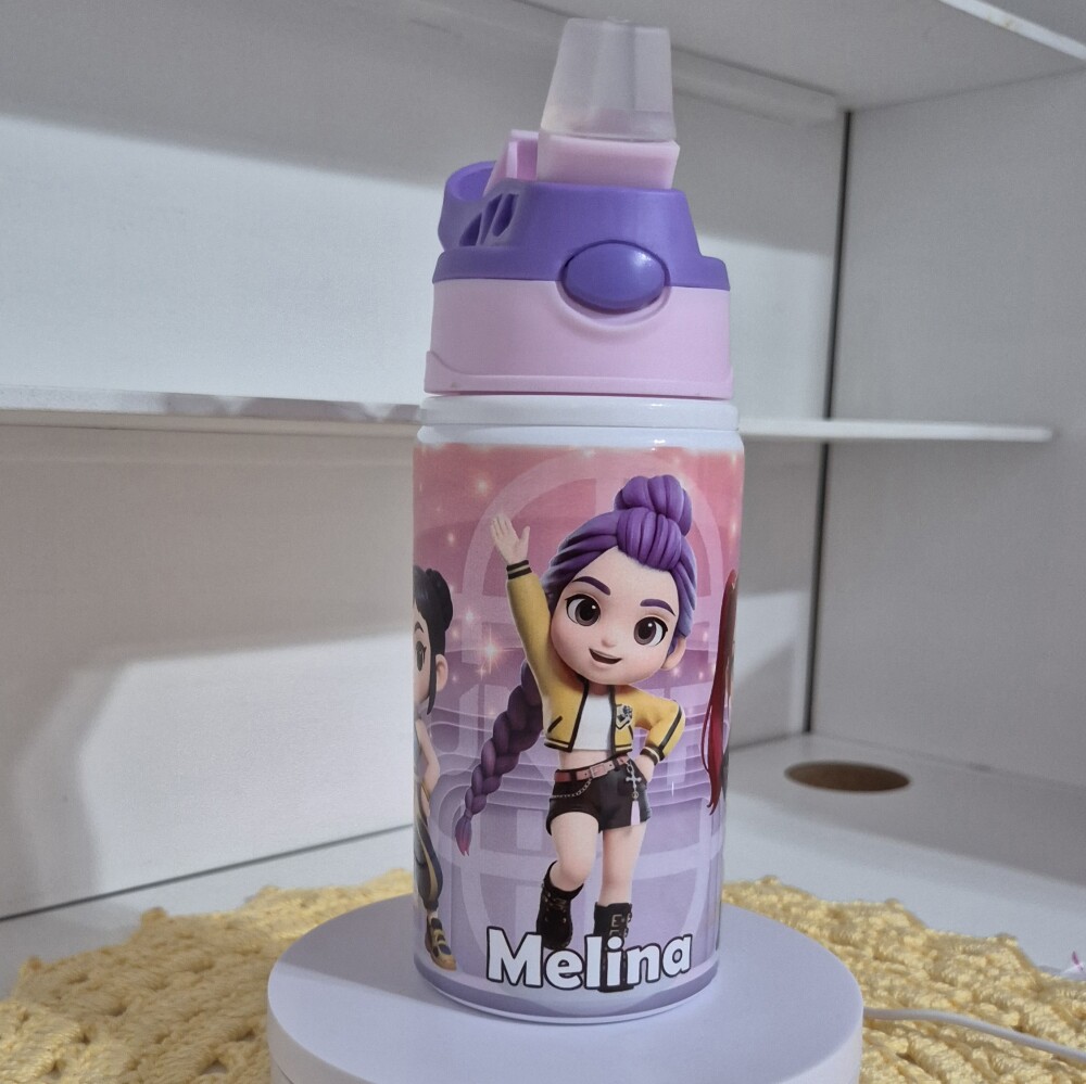 Garrafa Squeeze Infantil - Guerreiras do Kpop - 500ml Alumin