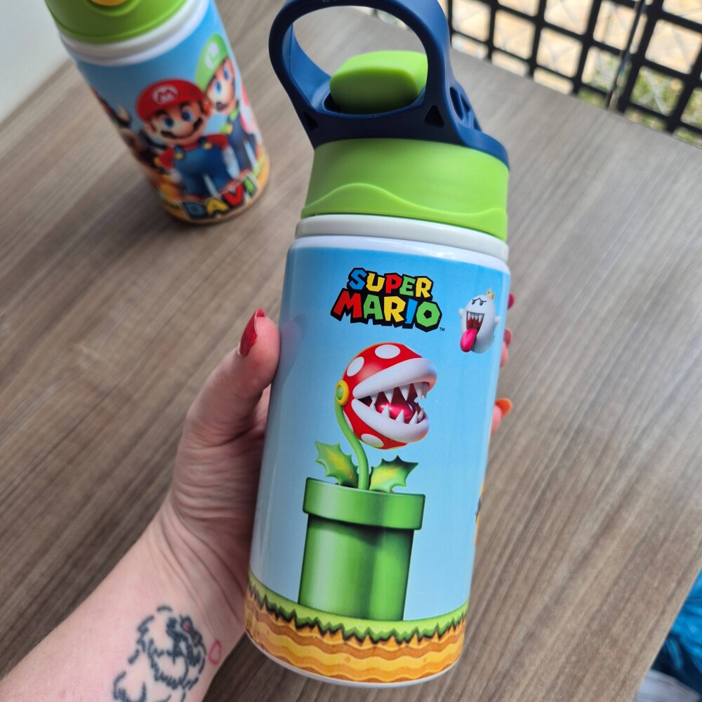 Garrafa Squeeze Infantil - Super Mario - 500ml Alumínio