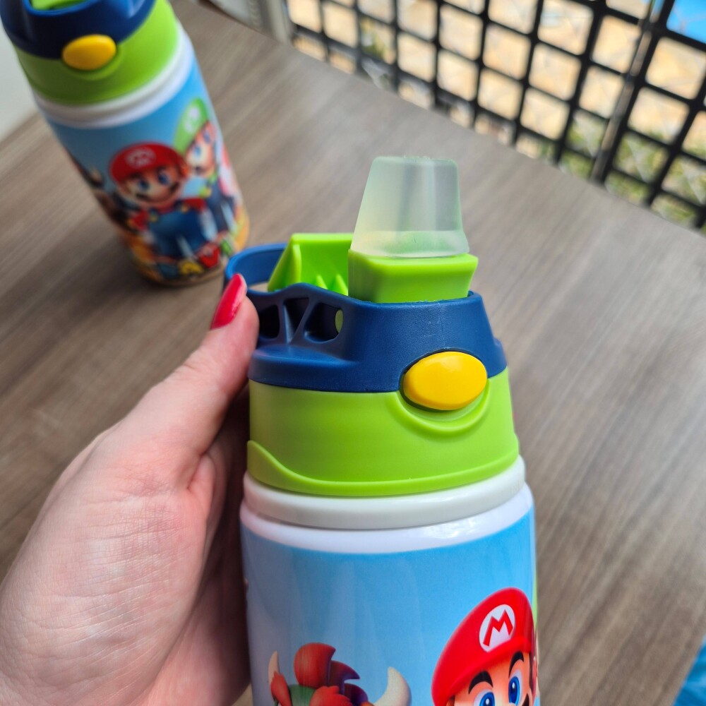 Garrafa Squeeze Infantil - Super Mario - 500ml Alumínio