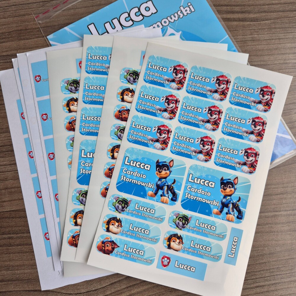 Etiqueta Escolar - Patrulha Canina Heróis - 122unid