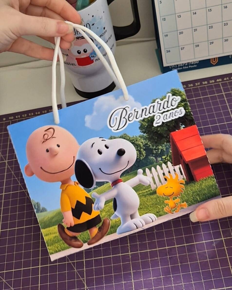 Sacolinha Personalizada - Lembrancinha Infantil - 18x14x6cm - Sno