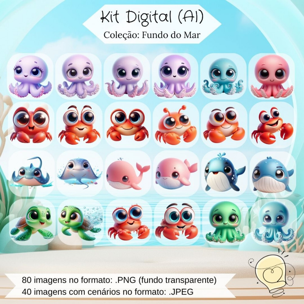 Kit Digital - Fundo do Mar (ai) - Envio Imediato