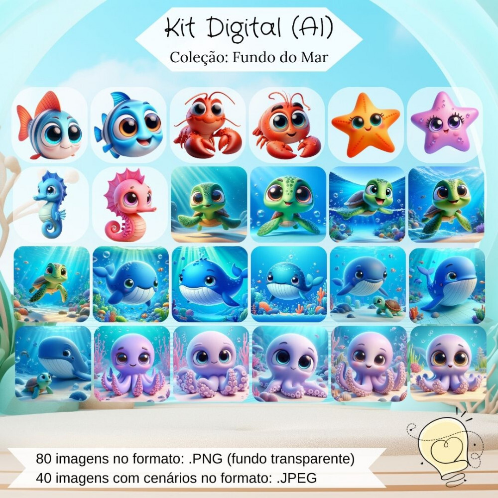 Kit Digital - Fundo do Mar (ai) - Envio Imediato