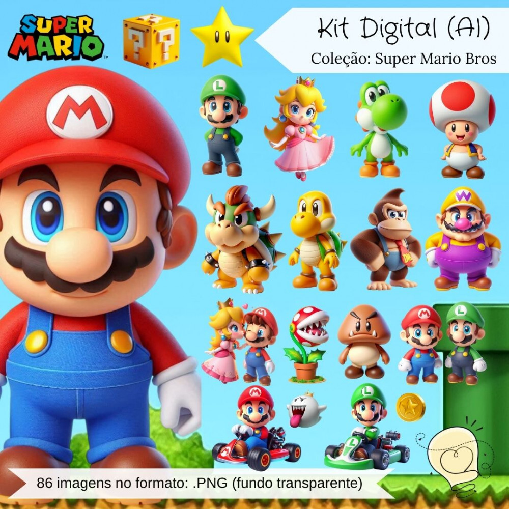 Kit Digital - Super Mario e Luigi (ai) - Envio Imediato