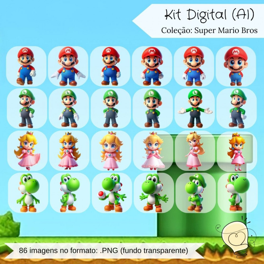 Kit Digital - Super Mario e Luigi (ai) - Envio Imediato