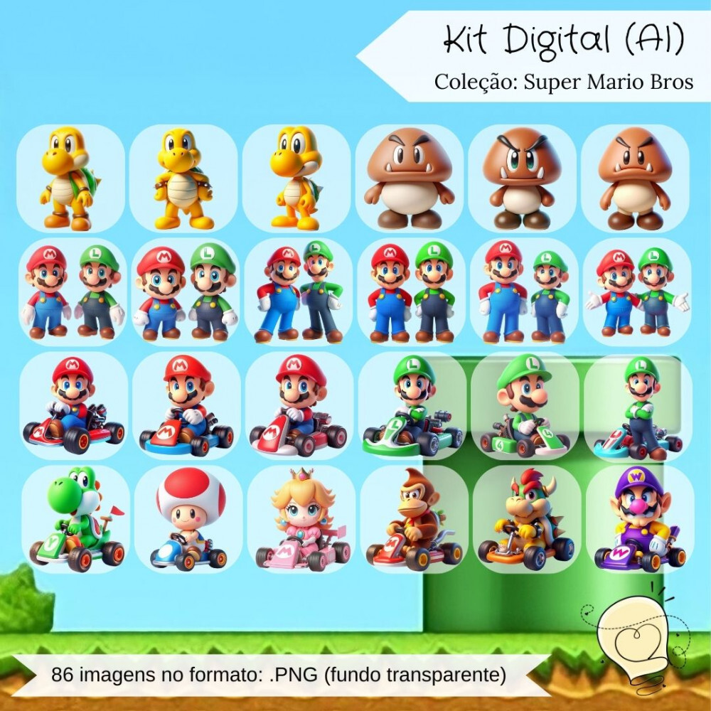 Kit Digital - Super Mario e Luigi (ai) - Envio Imediato