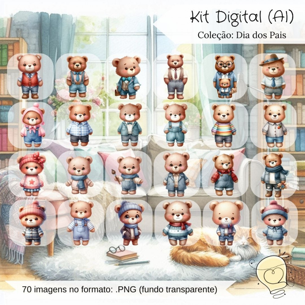 Kit Digital - Dia dos Pais Urso (ai) - Envio Imediato