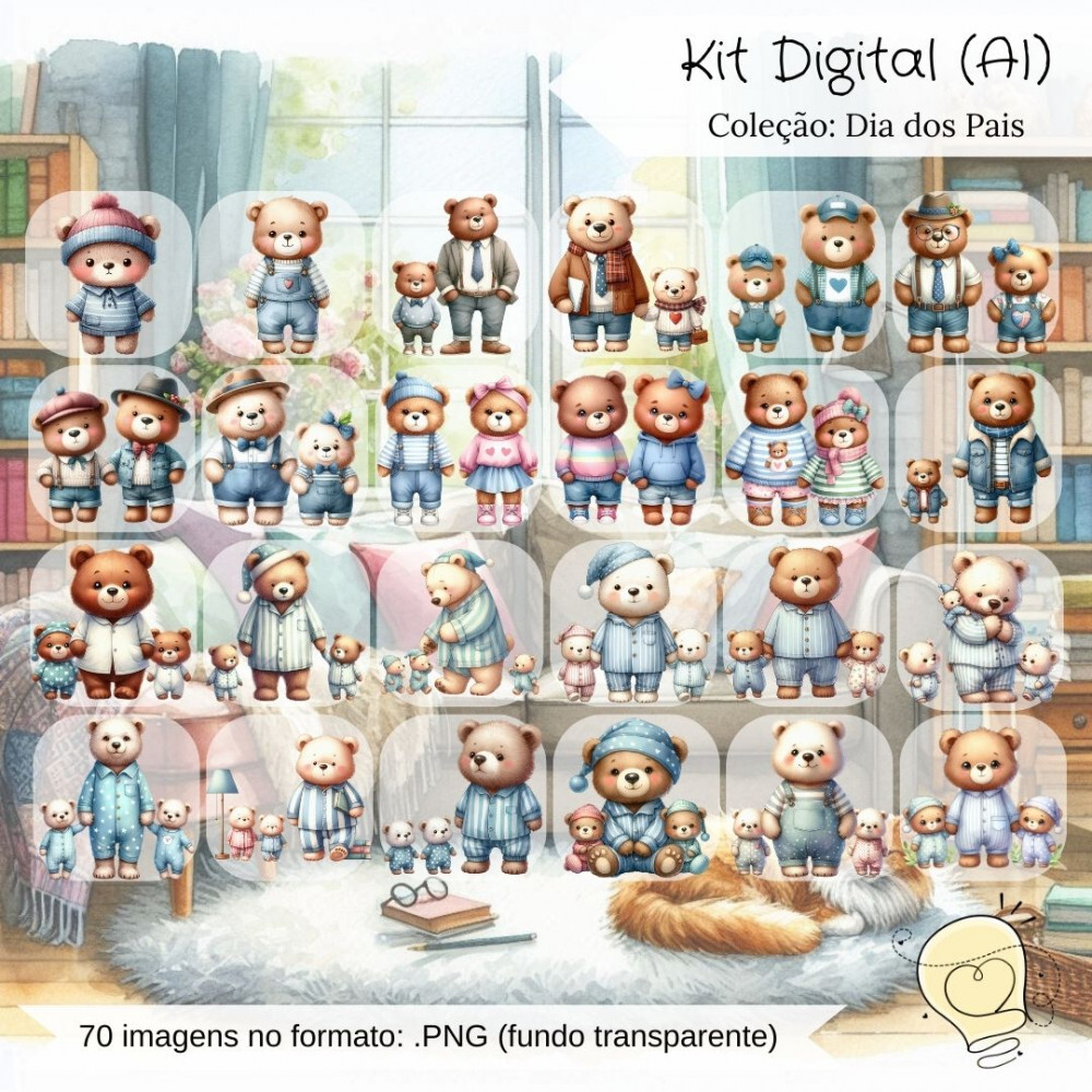 Kit Digital - Dia dos Pais Urso (ai) - Envio Imediato