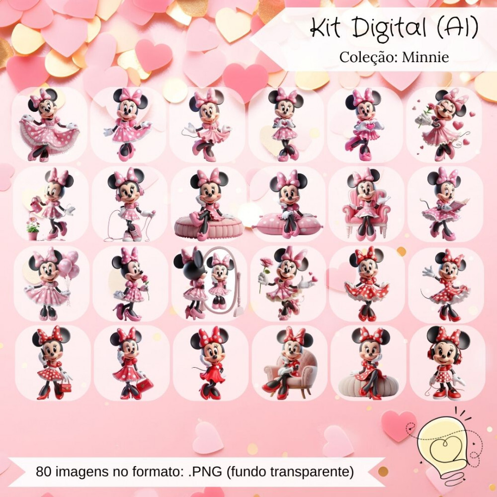 Kit Digital - Minnie Rosa e Vermelha (ai) - Envio Imediato