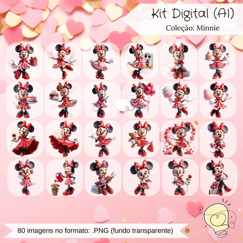 Kit Digital - Minnie Rosa e Vermelha (ai) - Envio Imediato