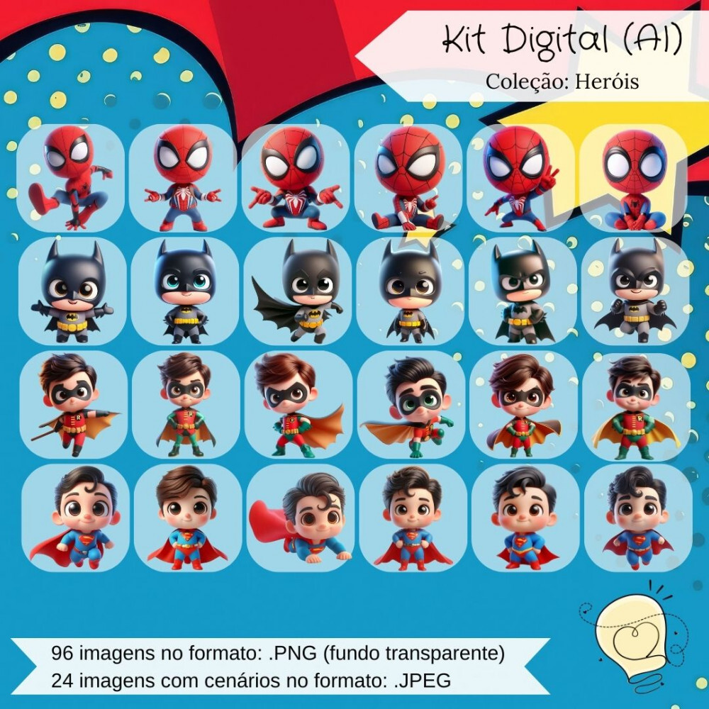 Kit Digital - Heróis Marvel e DC (ai) - Envio Imediato