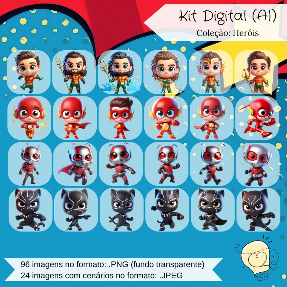 Kit Digital - Heróis Marvel e DC (ai) - Envio Imediato