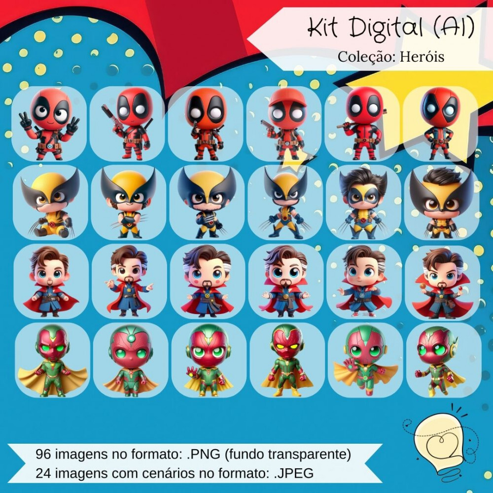 Kit Digital - Heróis Marvel e DC (ai) - Envio Imediato