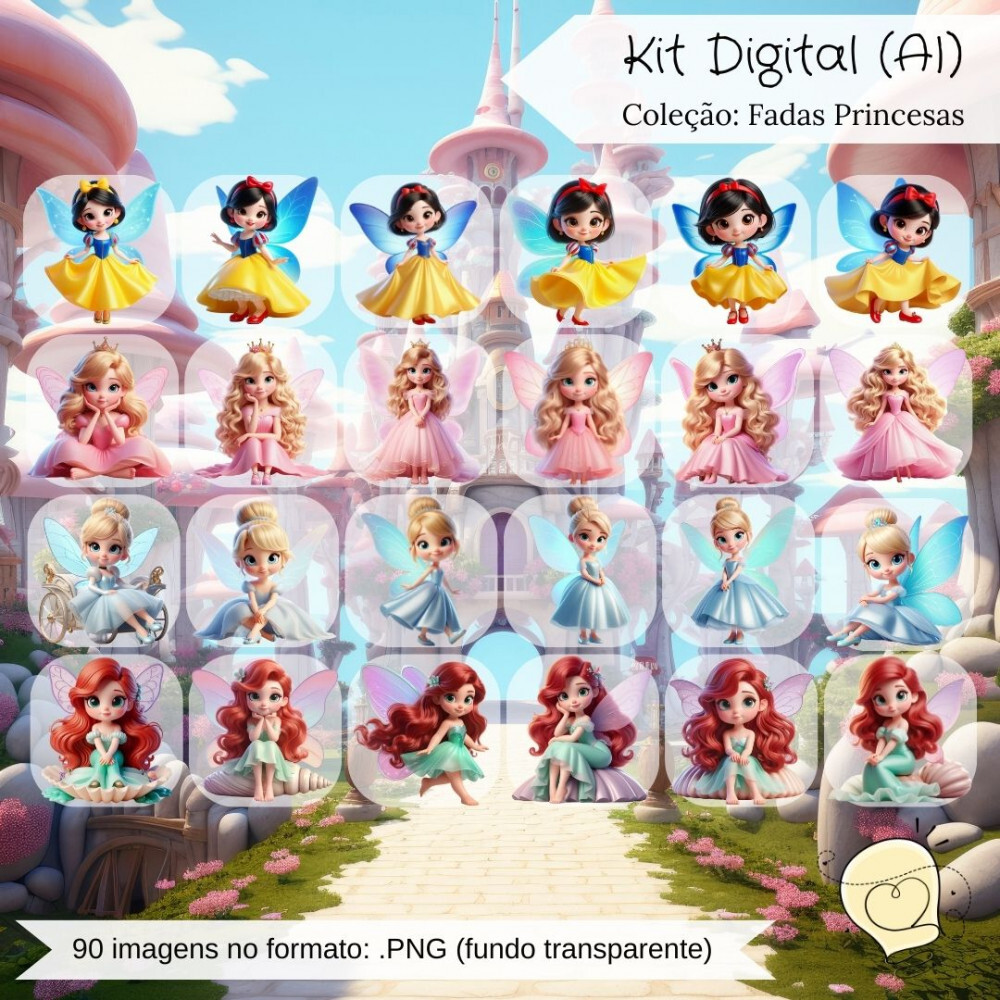Kit Digital - Fadas Princesas (ai) - Envio Imediato