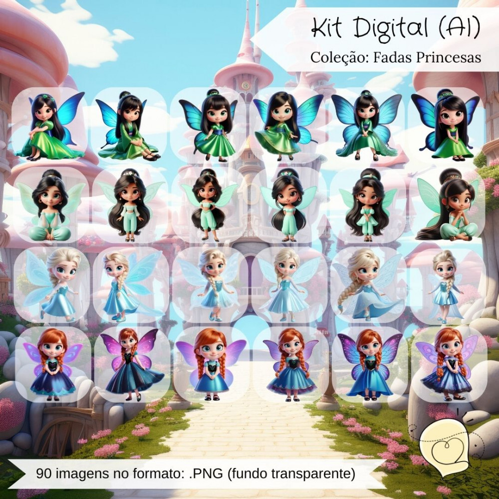 Kit Digital - Fadas Princesas (ai) - Envio Imediato