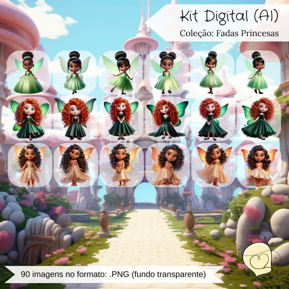 Kit Digital - Fadas Princesas (ai) - Envio Imediato