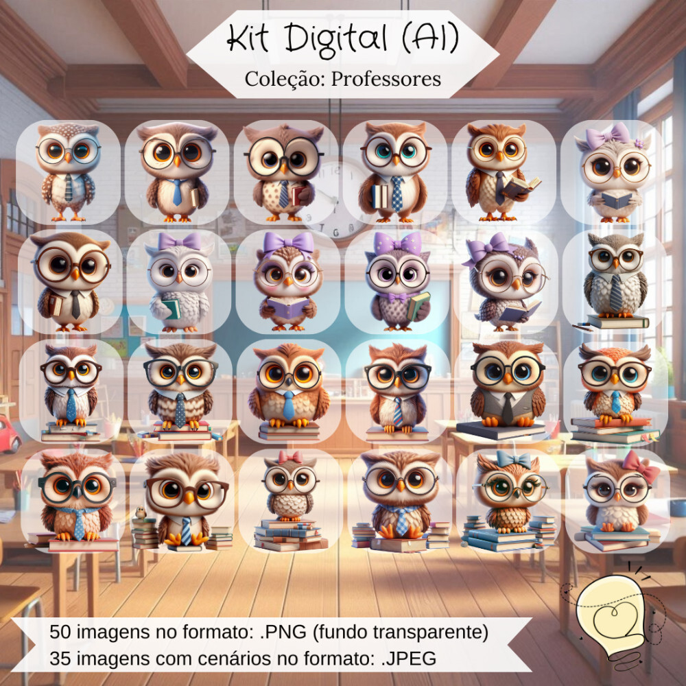 Kit Digital - Corujas Professores (ai) - Envio Imediato