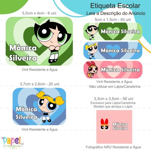 Etiqueta Escolar - Meninas Super Poderosas - 122un
