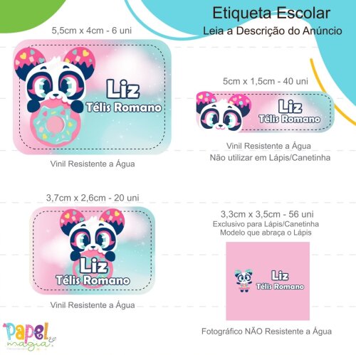 Etiqueta Escolar - Panda Donuts Puket - 122unid