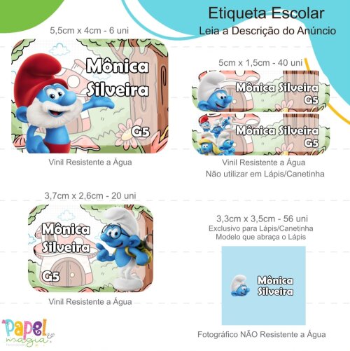 Etiqueta Escolar - Smurfs - 122unid