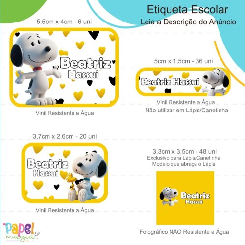 Etiqueta Escolar - Snoopy - 122unid