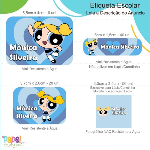 Etiqueta Escolar -lindinha - Meninas Super Poderosas - 122un