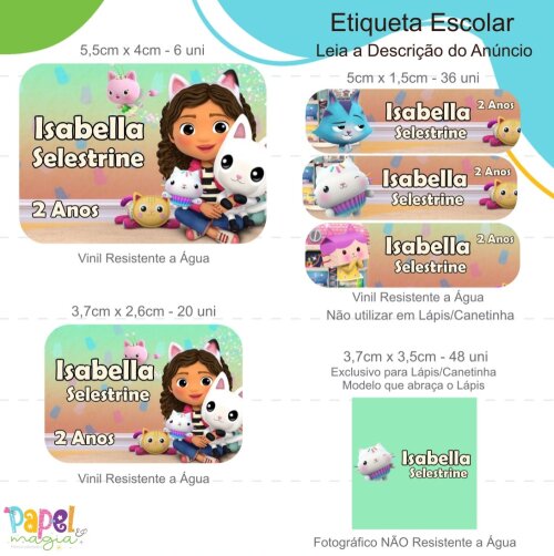 Etiqueta Escolar - a Casa Mágica da Gabby - 122unid