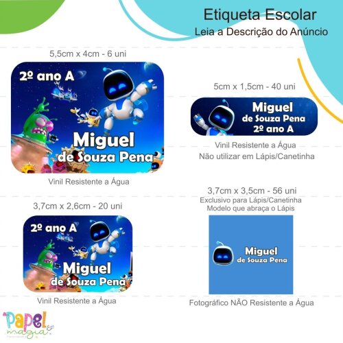 Etiqueta Escolar - Astrobot - 122unid