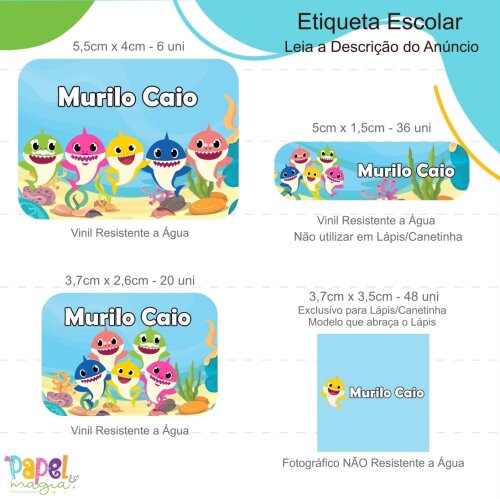 Etiqueta Escolar - Baby Shark - 122unid