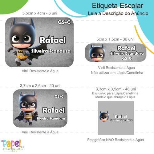 Etiqueta Escolar - Batman Cute - 122unid