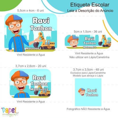 Etiqueta Escolar - Blippi - 122unid