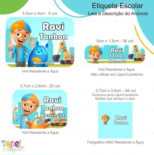 Etiqueta Escolar - Blippi Wonders - 122unid