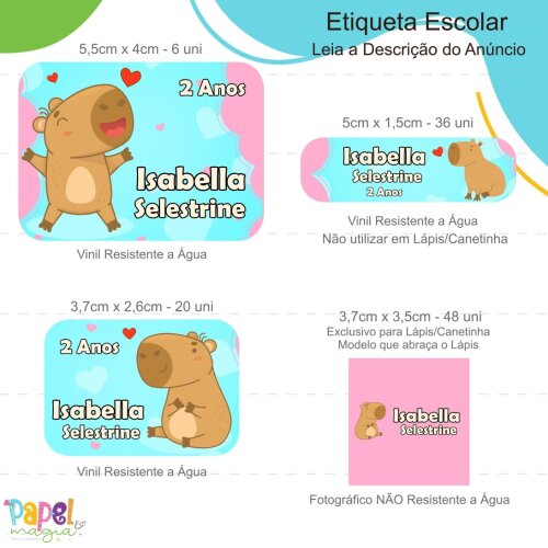Etiqueta Escolar - Capivara - 122unid