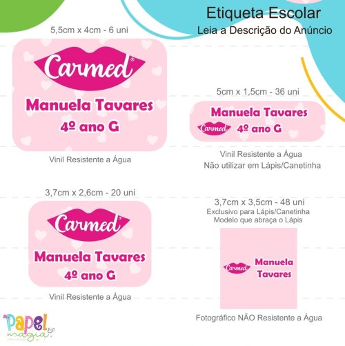 Etiqueta Escolar - Carmed - 122unid