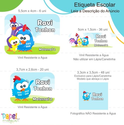 Etiqueta Escolar - Galinha Pintadinha Mini - 122unid