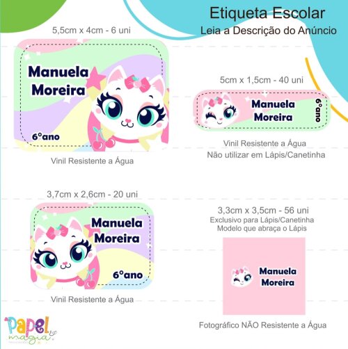 Etiqueta Escolar - Gatinha Puket - 122unid