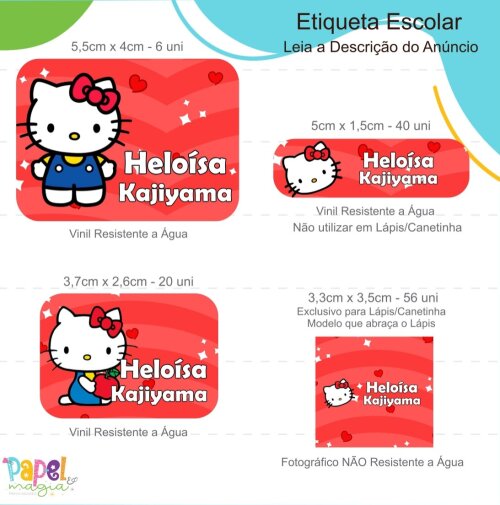 Etiqueta Escolar - Hello Kitty Vintage - 122unid