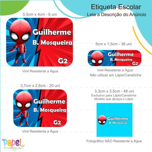 Etiqueta Escolar - Homem Aranha - 122unid