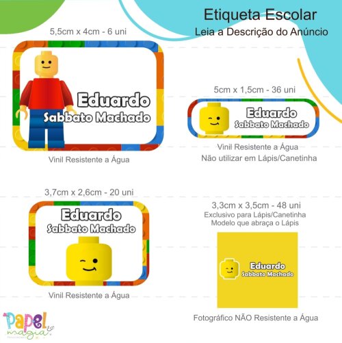 Etiqueta Escolar - Lego - 122unid