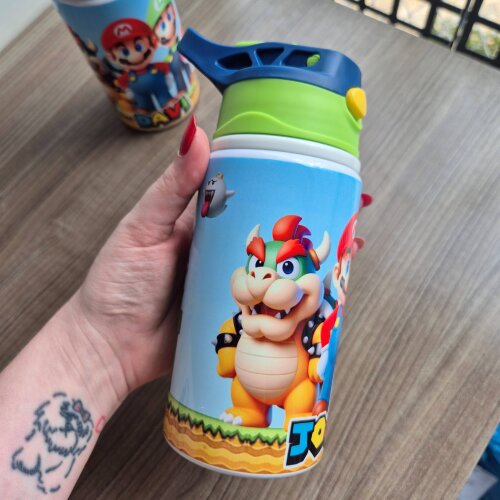 Garrafa Squeeze Infantil - Super Mario - 500ml Alumínio