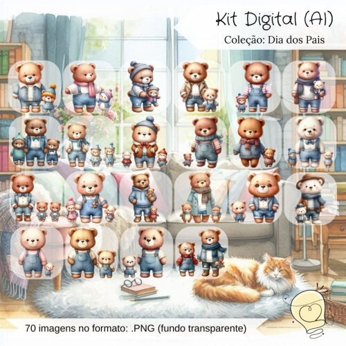 Kit Digital - Dia dos Pais Urso (ai) - Envio Imediato