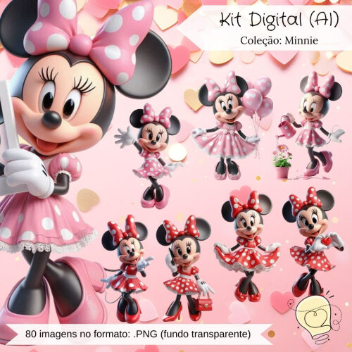Kit Digital - Minnie Rosa e Vermelha (ai) - Envio Imediato