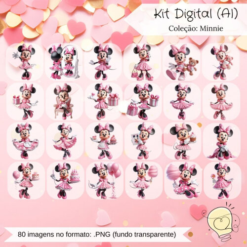 Kit Digital - Minnie Rosa e Vermelha (ai) - Envio Imediato