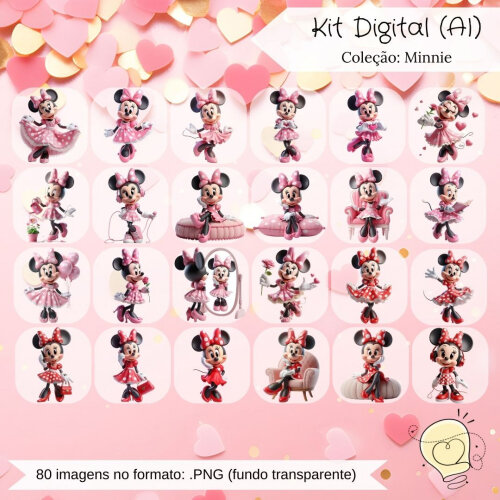 Kit Digital - Minnie Rosa e Vermelha (ai) - Envio Imediato