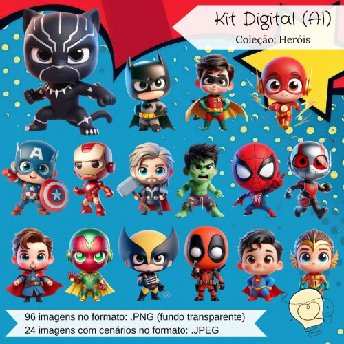 Kit Digital - Heróis Marvel e DC (ai) - Envio Imediato