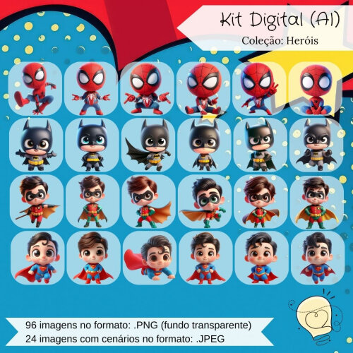 Kit Digital - Heróis Marvel e DC (ai) - Envio Imediato