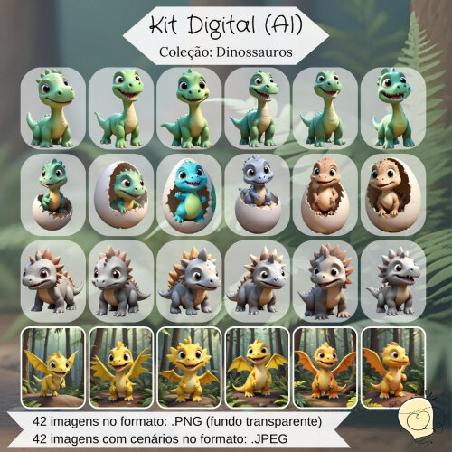 Kit Digital - Dinossauros (ai) - Envio Imediato