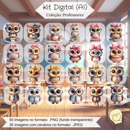 Kit Digital - Corujas Professores (ai) - Envio Imediato